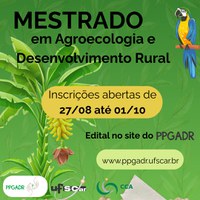 Aberto o edital para aluno regular 2026 PPGADR