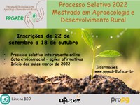 Inscrições para o Processo Seletivo  Mestrado   2022